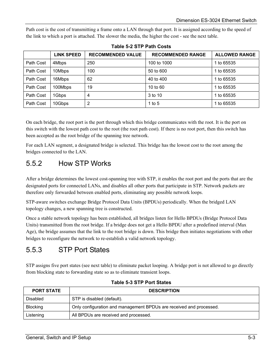 2 how stp works, 3 stp port states | ZyXEL Communications ZyXEL Dimension ES-3024 User Manual | Page 51 / 167