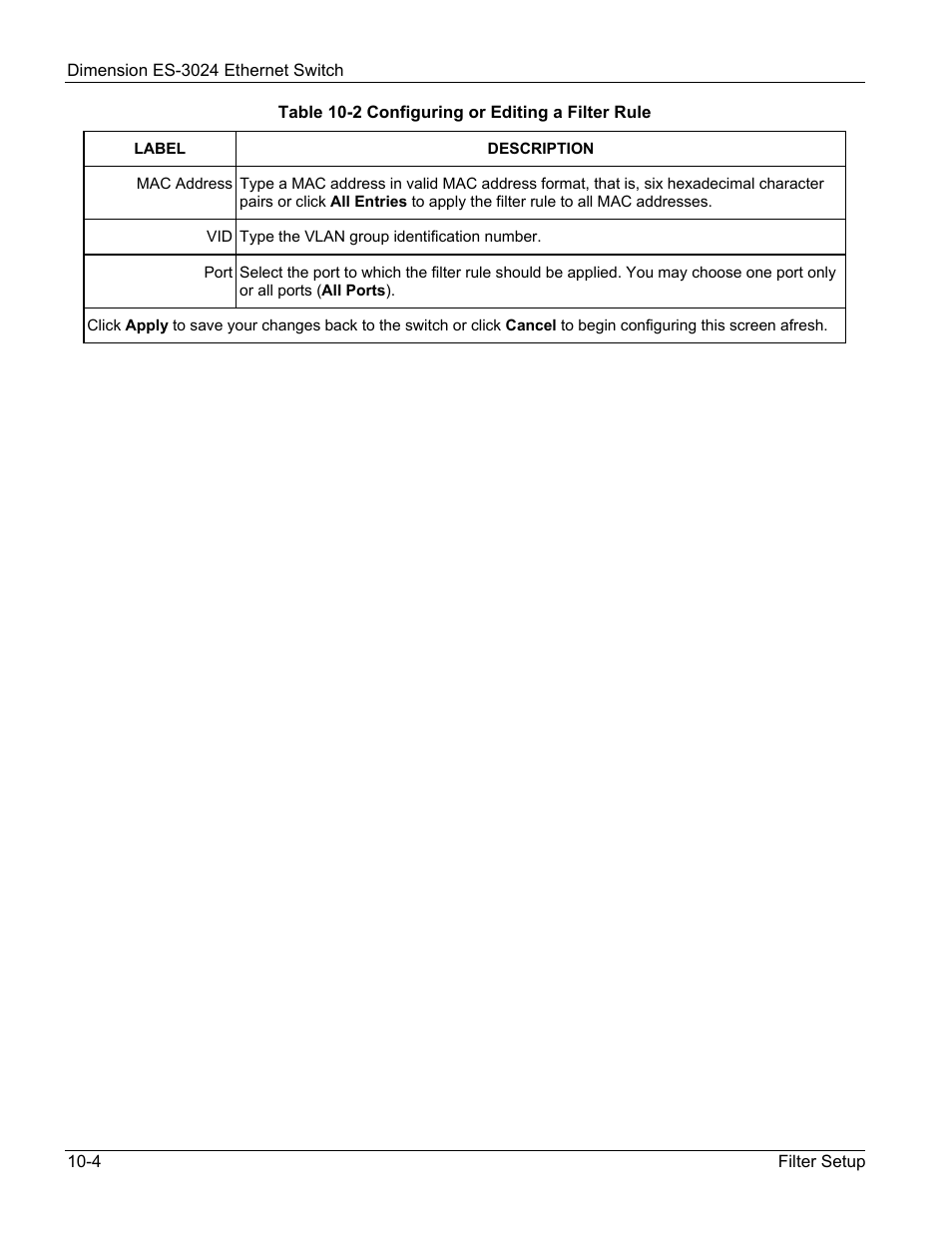 ZyXEL Communications ZyXEL Dimension ES-3024 User Manual | Page 82 / 167