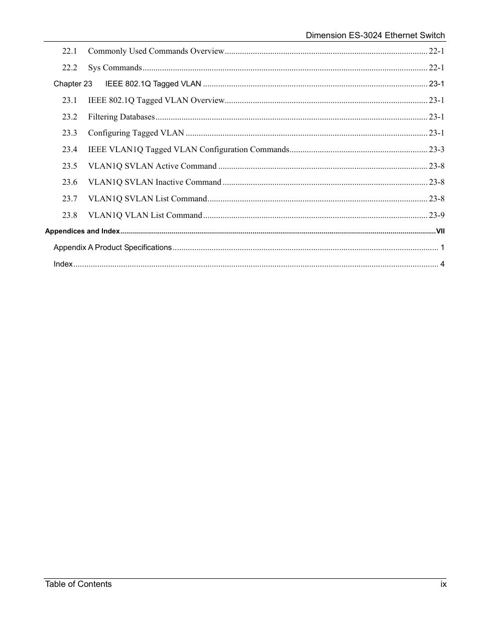 ZyXEL Communications ZyXEL Dimension ES-3024 User Manual | Page 9 / 167