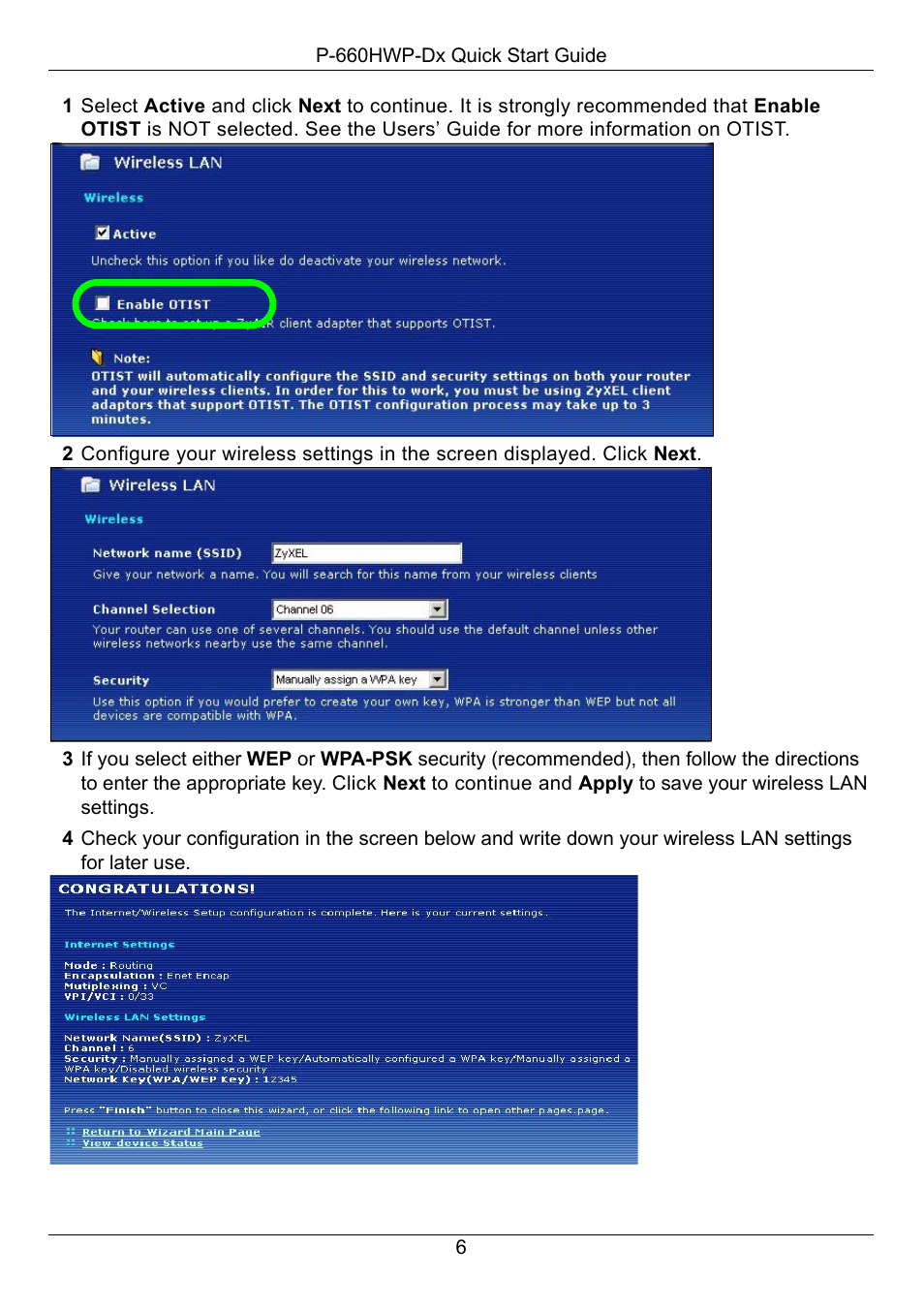 ZyXEL Communications 802.11g HomePlug AV ADSL2+ Gateway P-660HWP-D1 User Manual | Page 7 / 13
