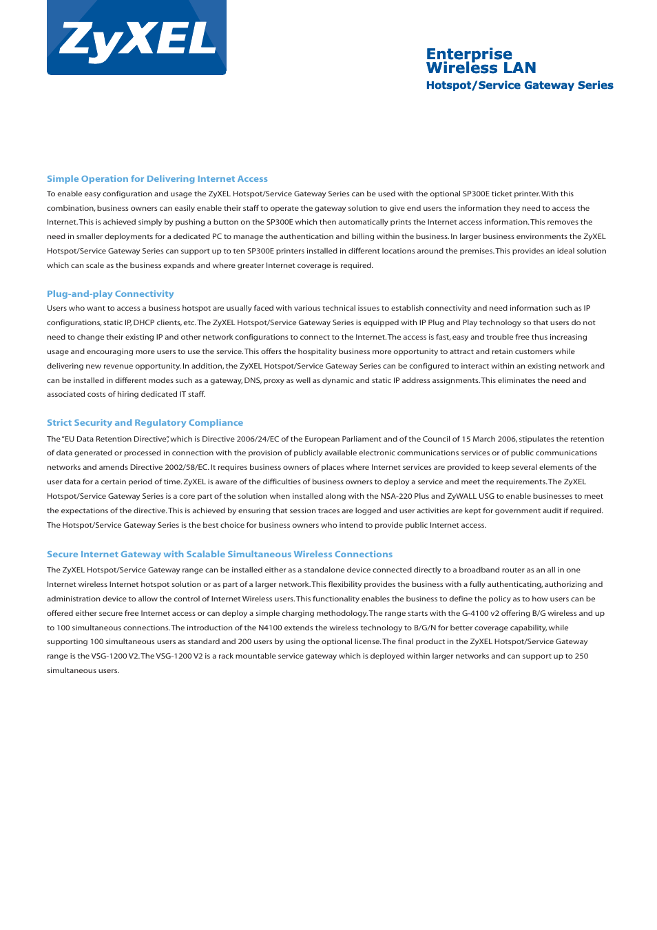 Enterprise wireless lan | ZyXEL Communications N4100 User Manual | Page 2 / 6