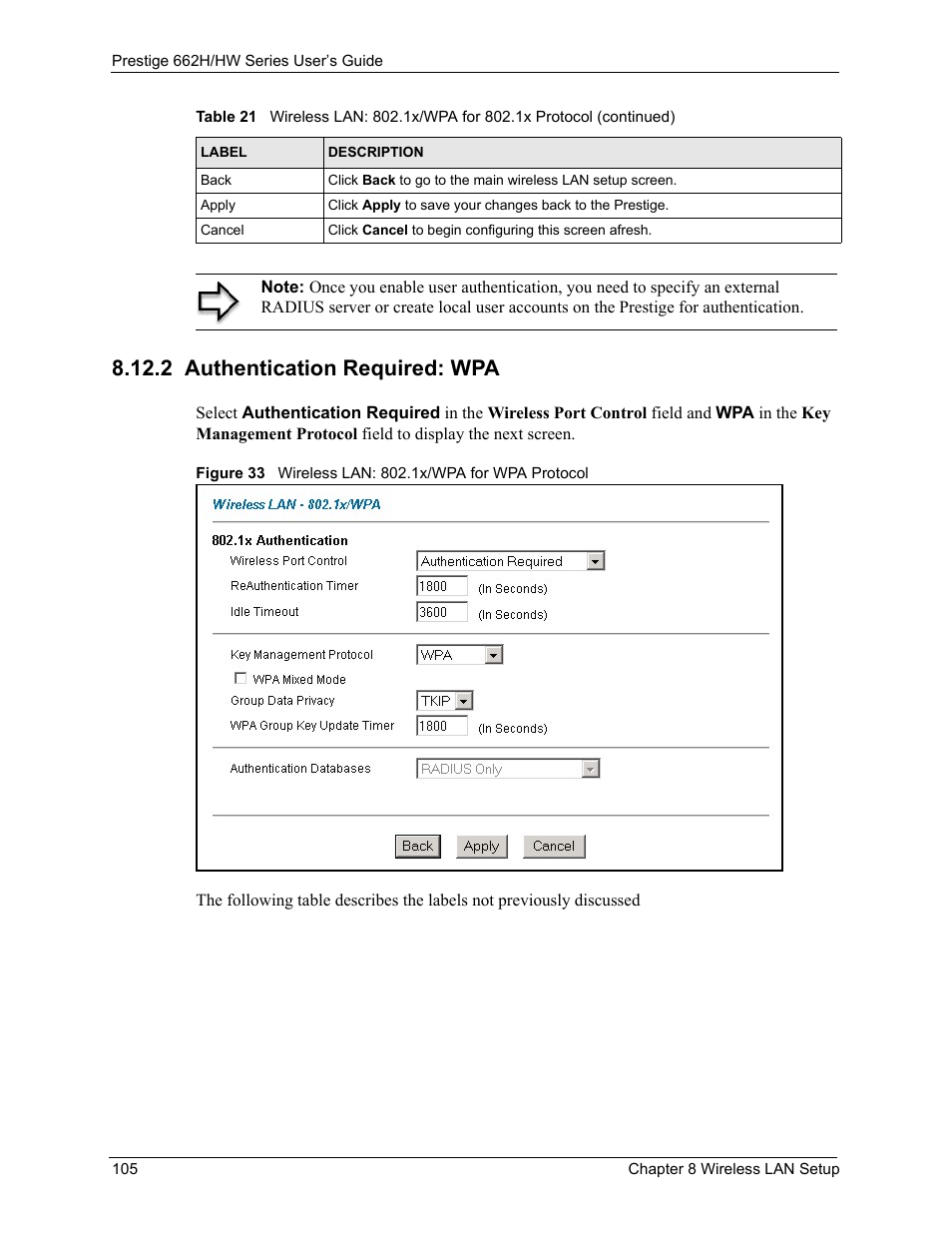 2 authentication required: wpa | ZyXEL Communications 662HW Series User Manual | Page 105 / 563