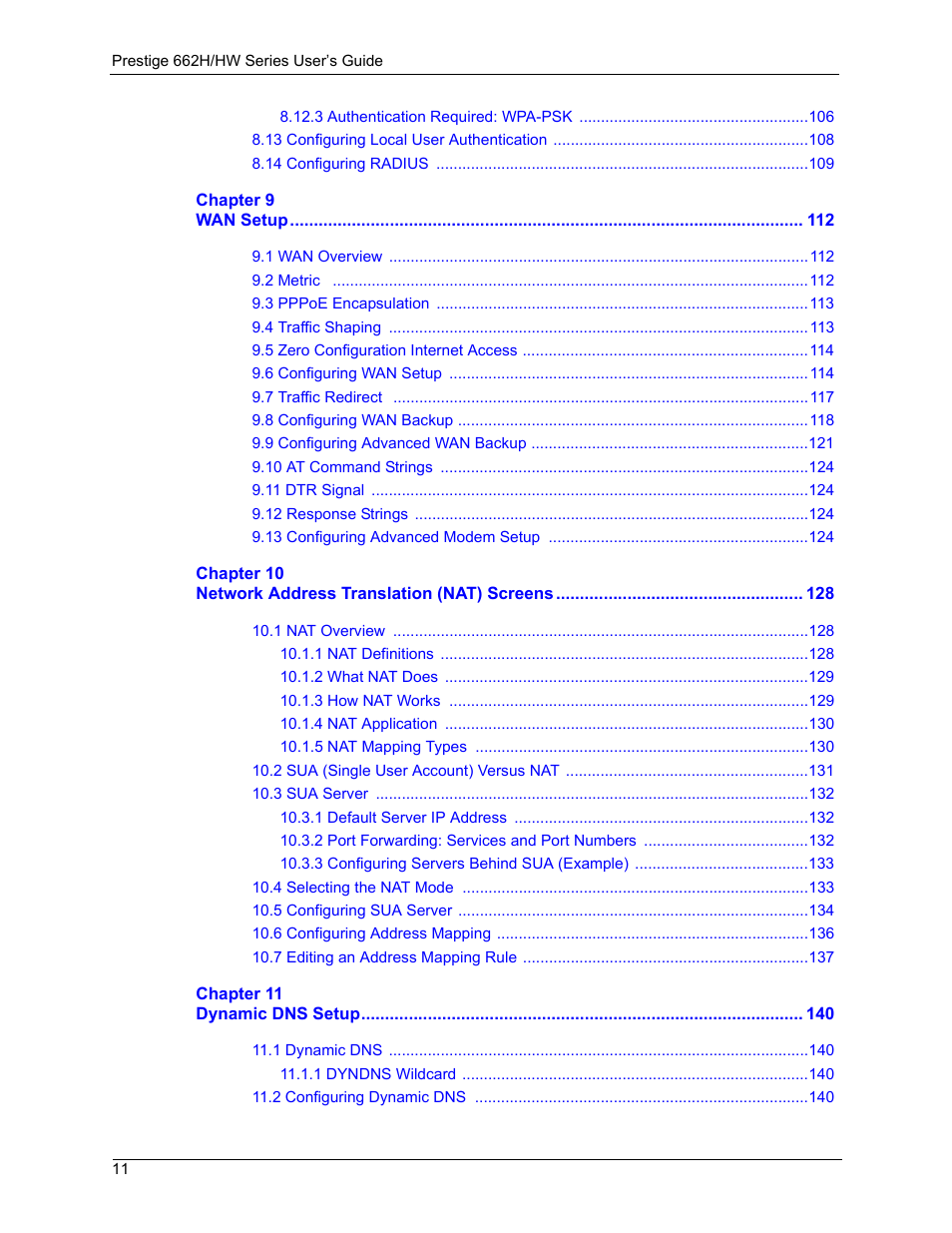 ZyXEL Communications 662HW Series User Manual | Page 11 / 563