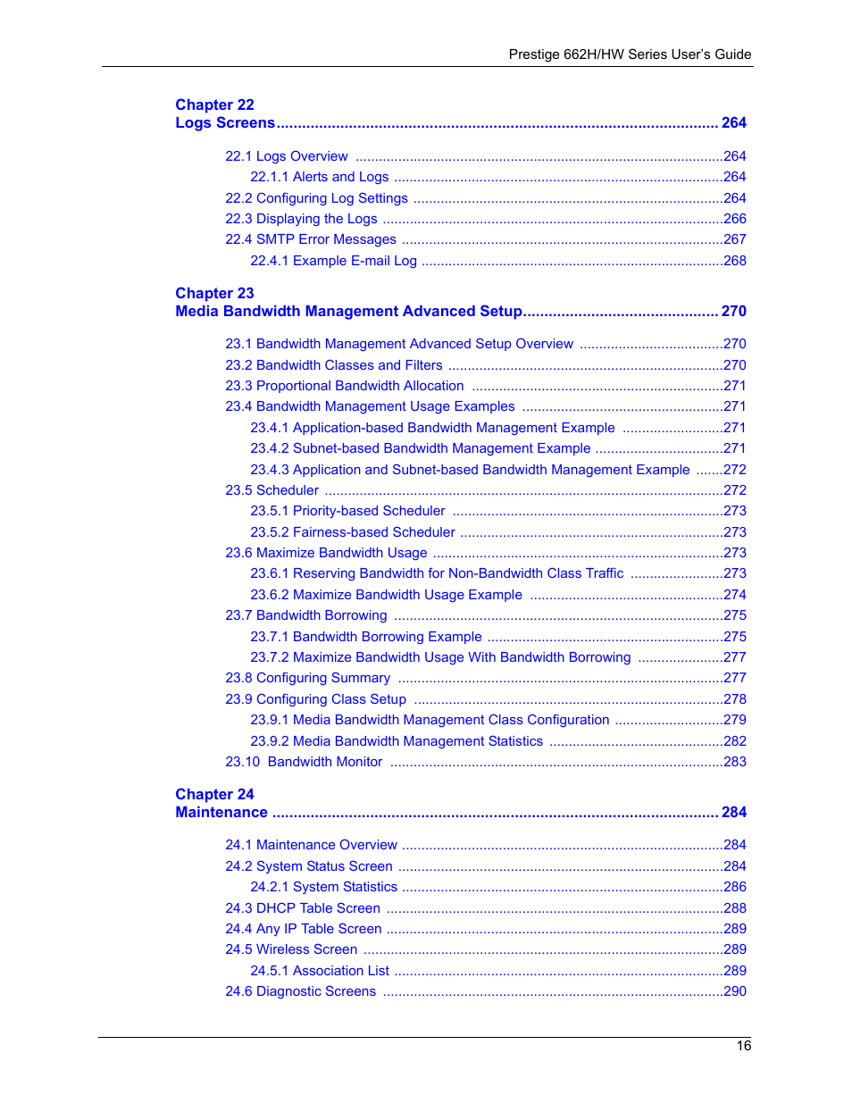 ZyXEL Communications 662HW Series User Manual | Page 16 / 563