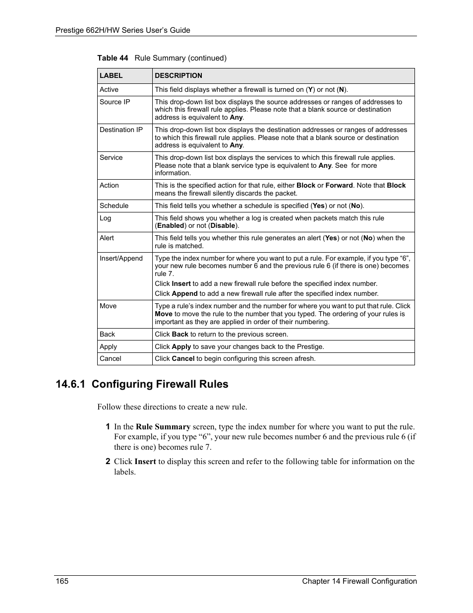 1 configuring firewall rules | ZyXEL Communications 662HW Series User Manual | Page 165 / 563