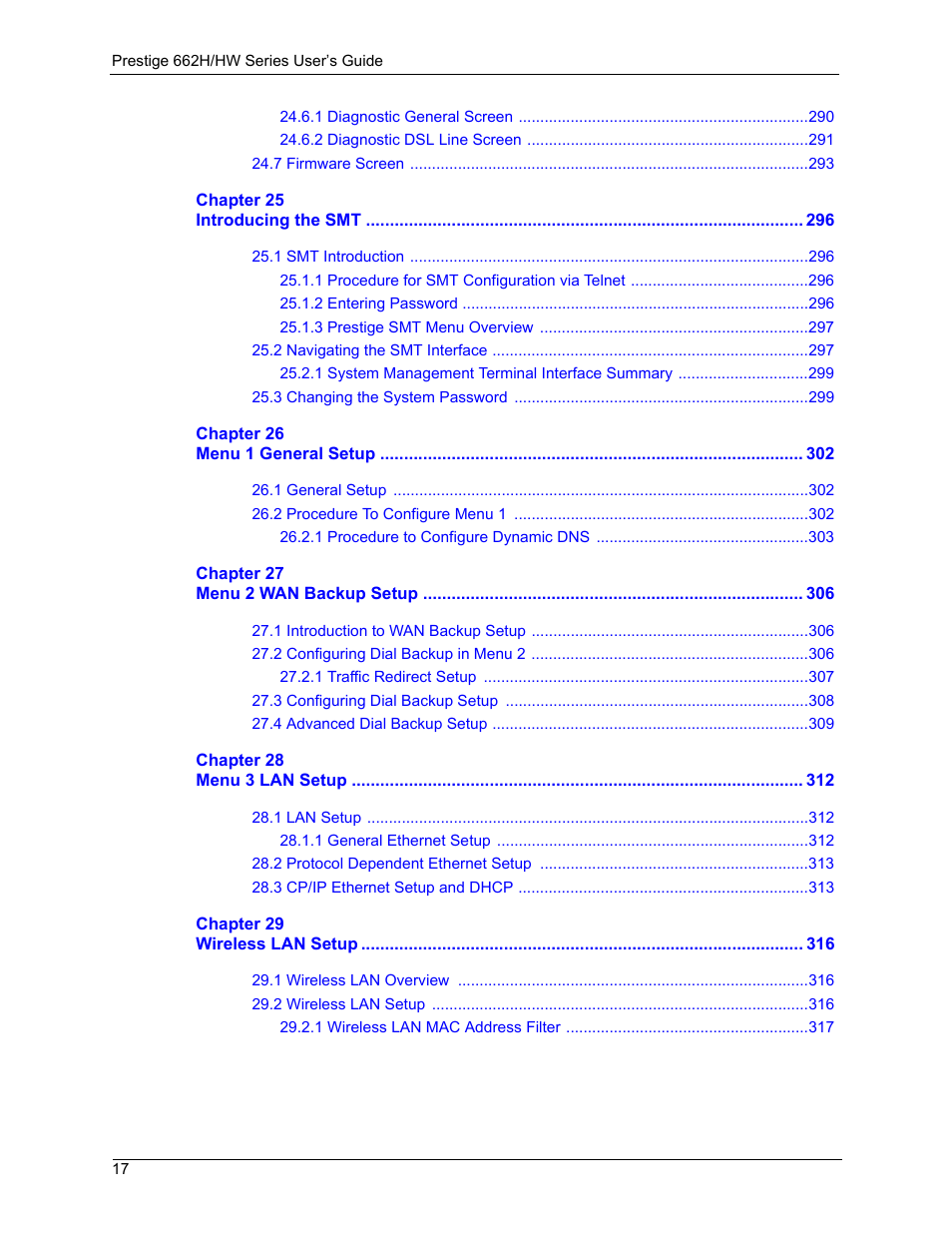 ZyXEL Communications 662HW Series User Manual | Page 17 / 563