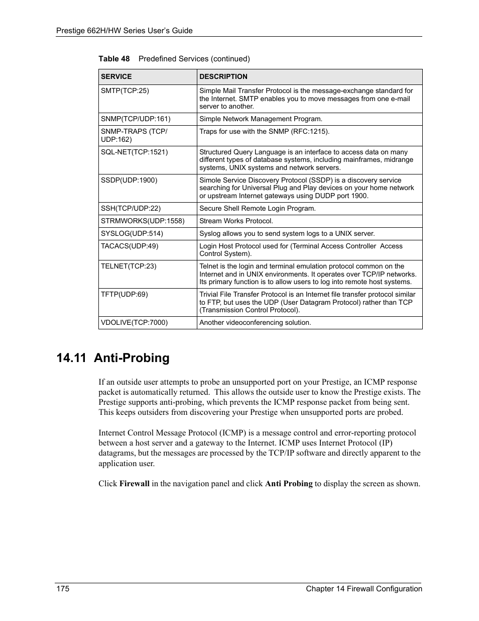 11 anti-probing | ZyXEL Communications 662HW Series User Manual | Page 175 / 563
