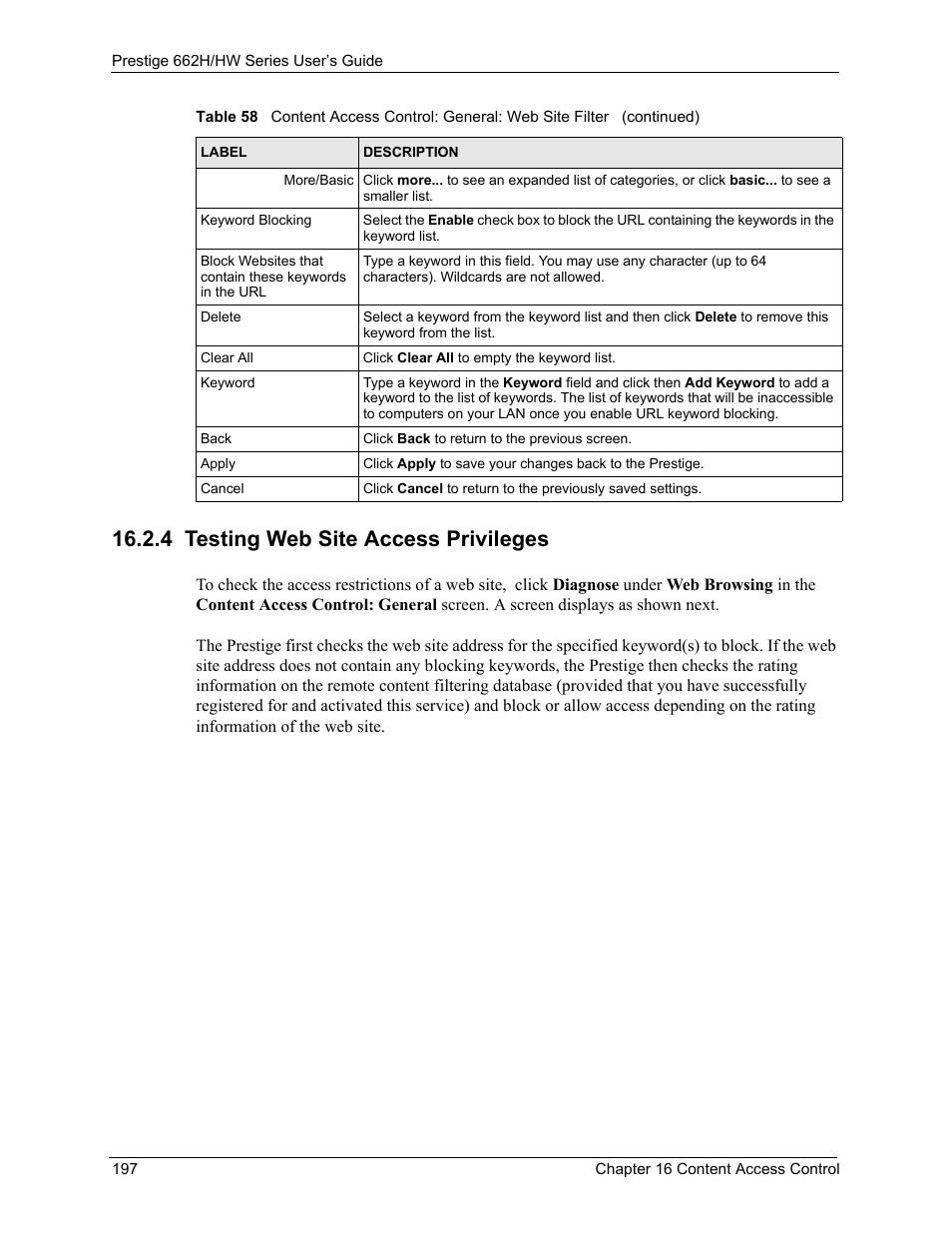 4 testing web site access privileges | ZyXEL Communications 662HW Series User Manual | Page 197 / 563