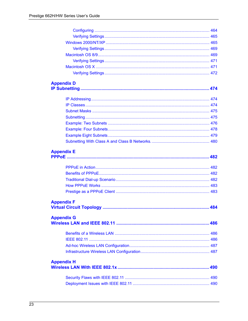 ZyXEL Communications 662HW Series User Manual | Page 23 / 563