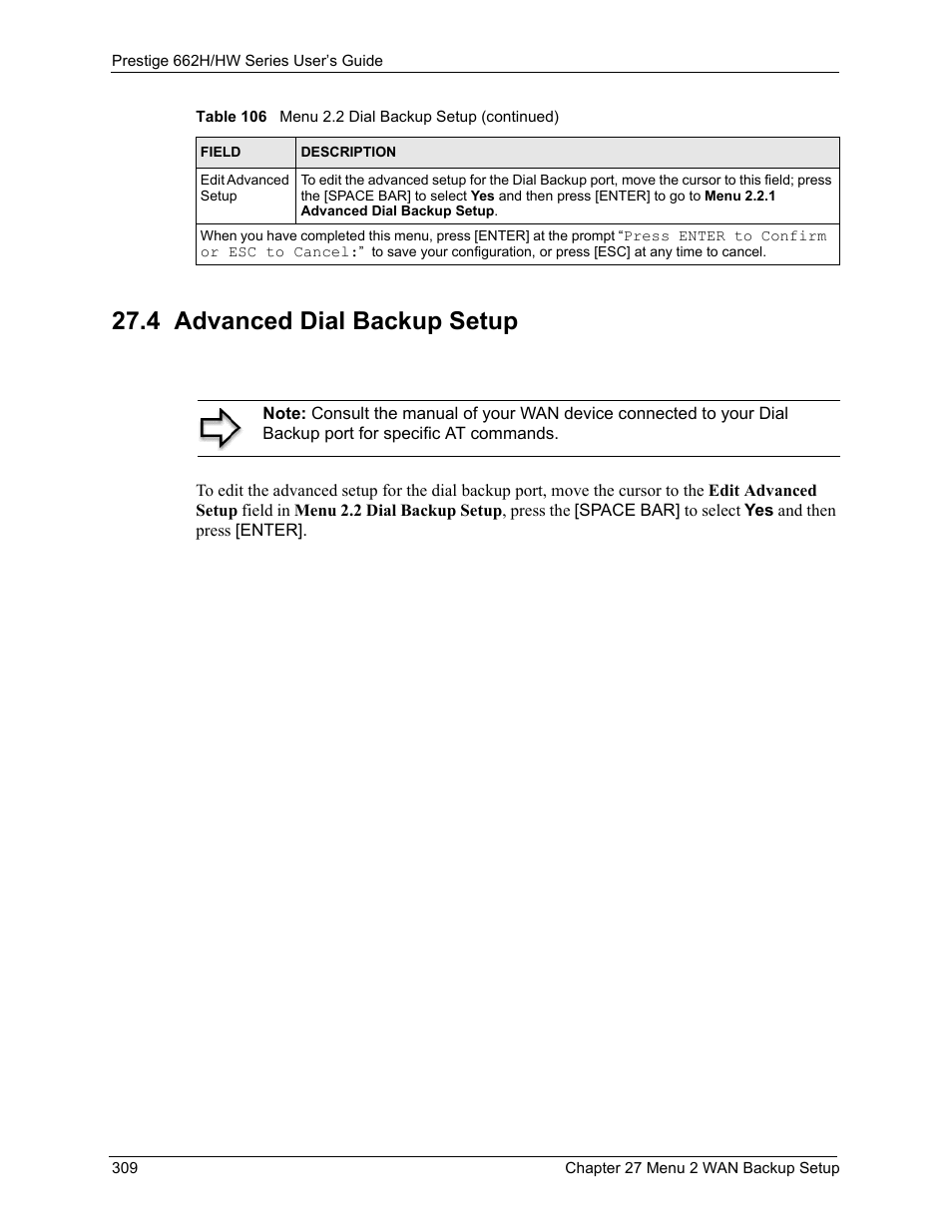 4 advanced dial backup setup | ZyXEL Communications 662HW Series User Manual | Page 309 / 563