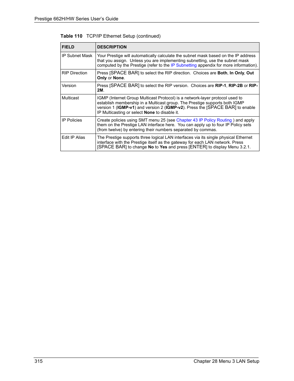 ZyXEL Communications 662HW Series User Manual | Page 315 / 563