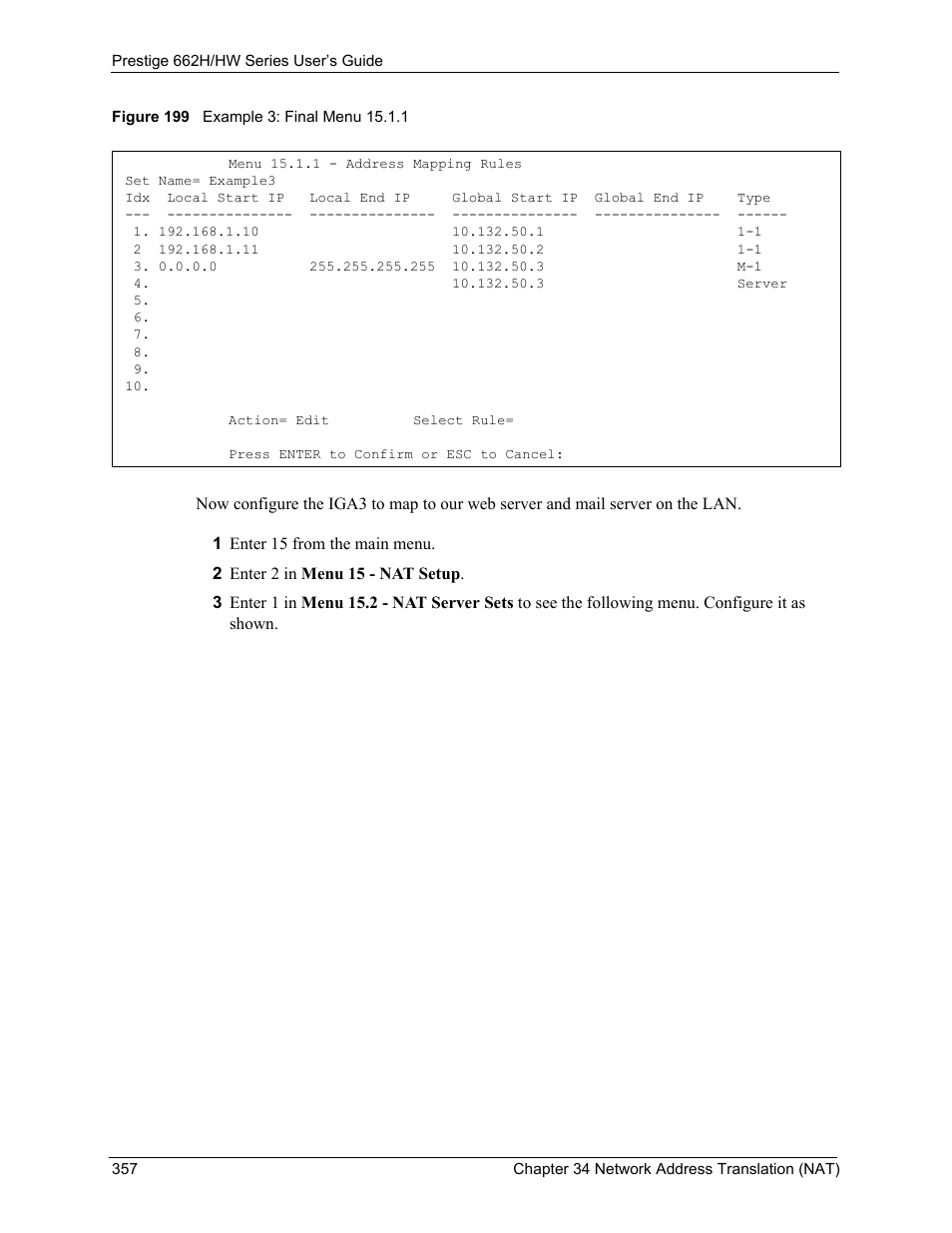 Figure 199 example 3: final menu 15.1.1, Figure 199 | ZyXEL Communications 662HW Series User Manual | Page 357 / 563