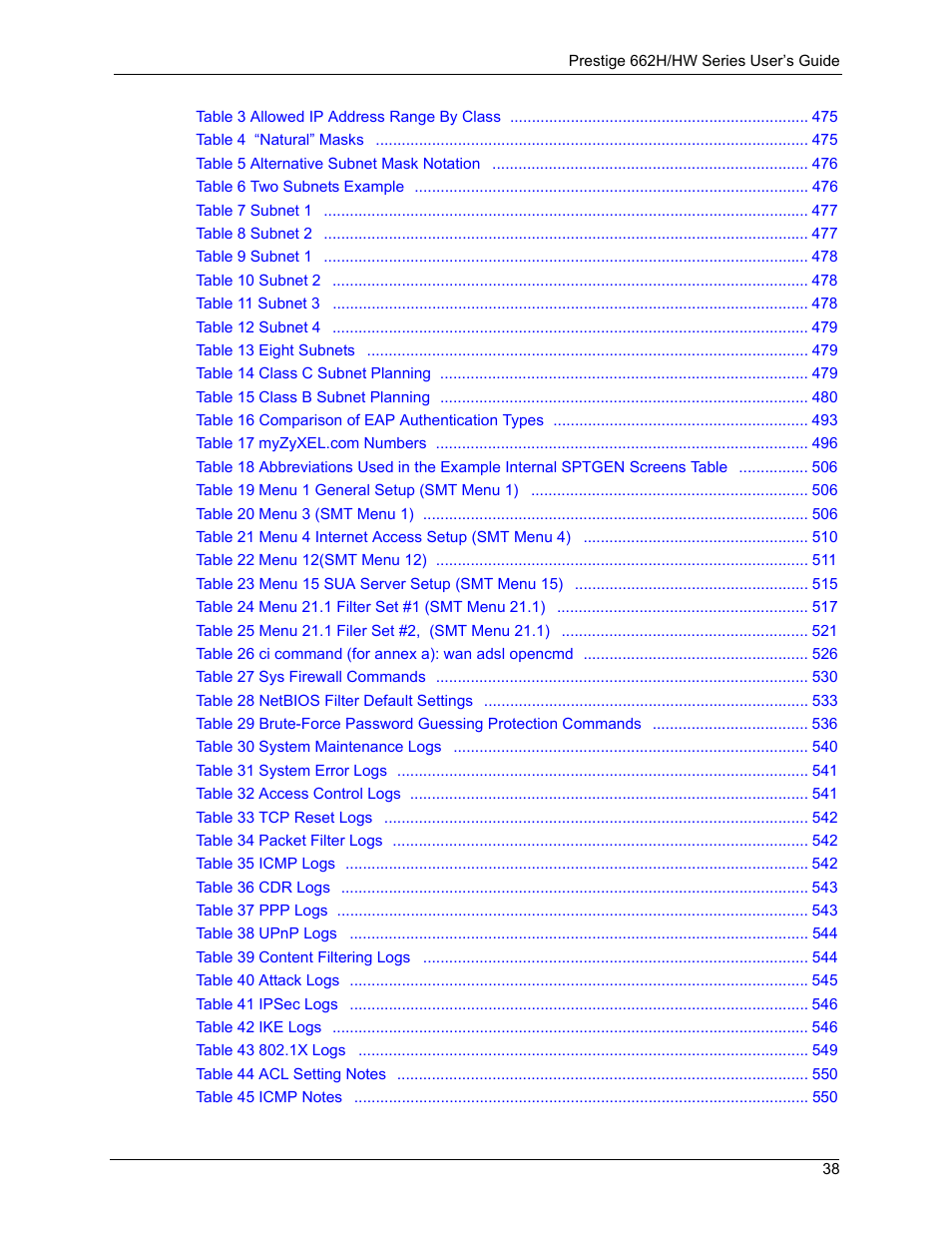 ZyXEL Communications 662HW Series User Manual | Page 38 / 563