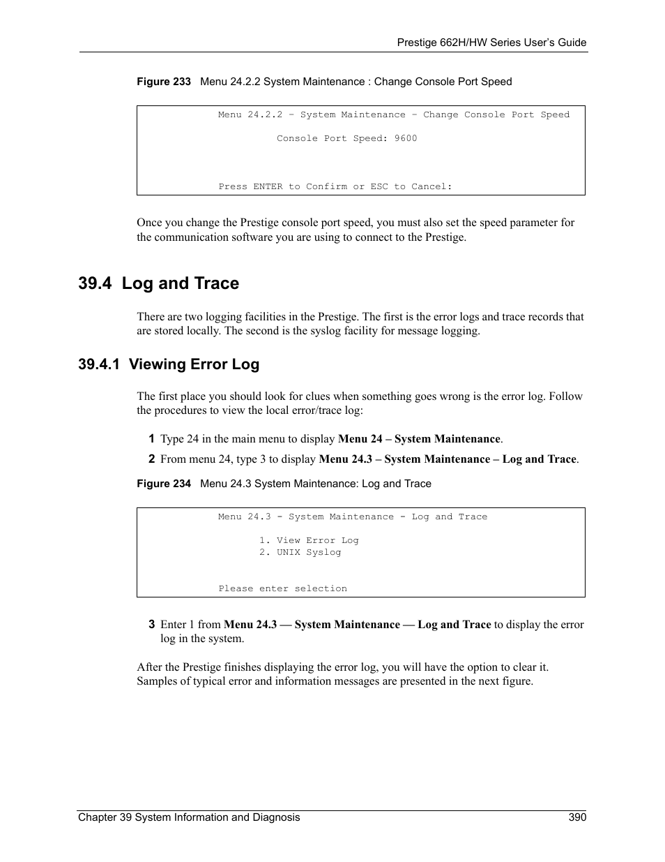 4 log and trace, 1 viewing error log | ZyXEL Communications 662HW Series User Manual | Page 390 / 563