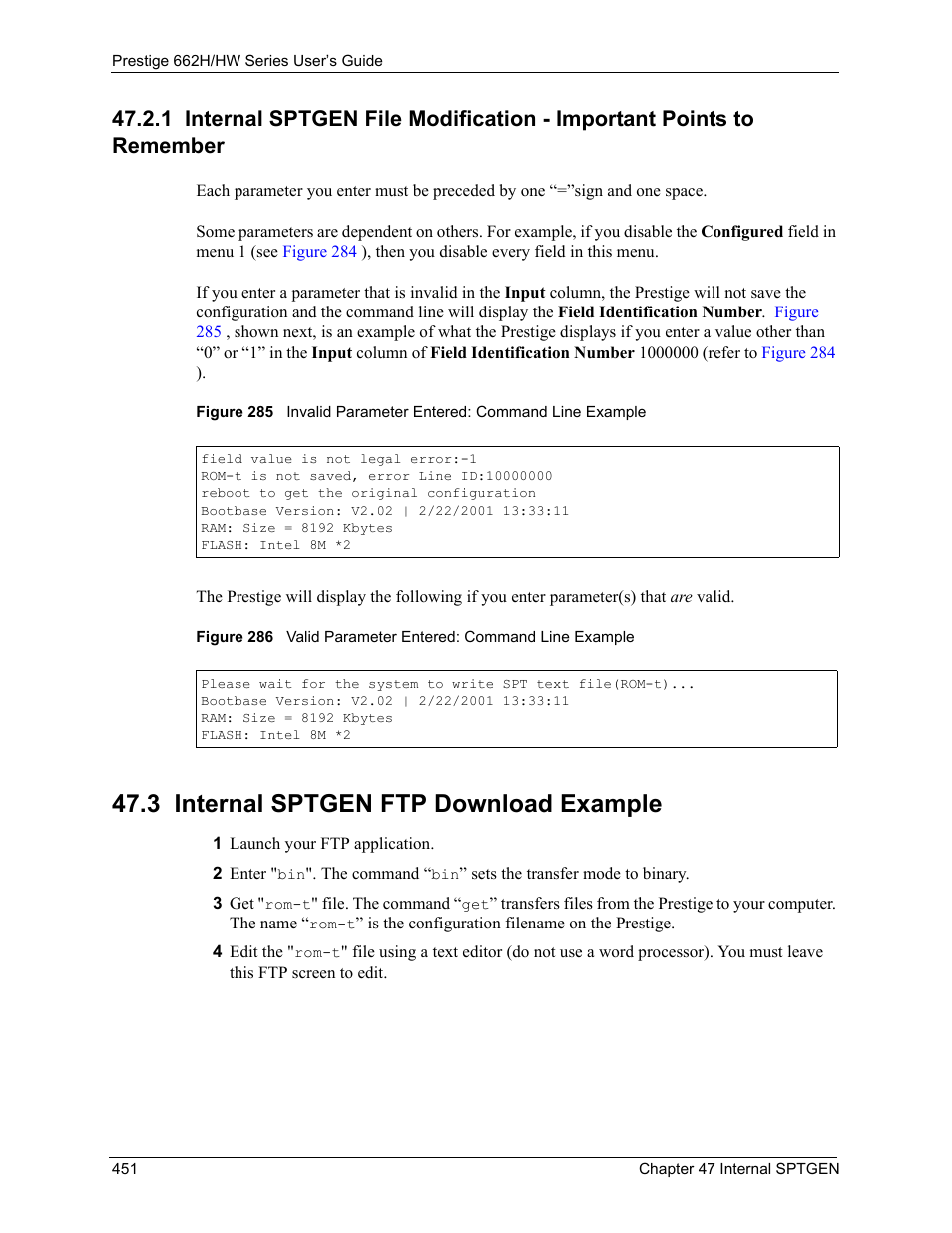 3 internal sptgen ftp download example | ZyXEL Communications 662HW Series User Manual | Page 451 / 563