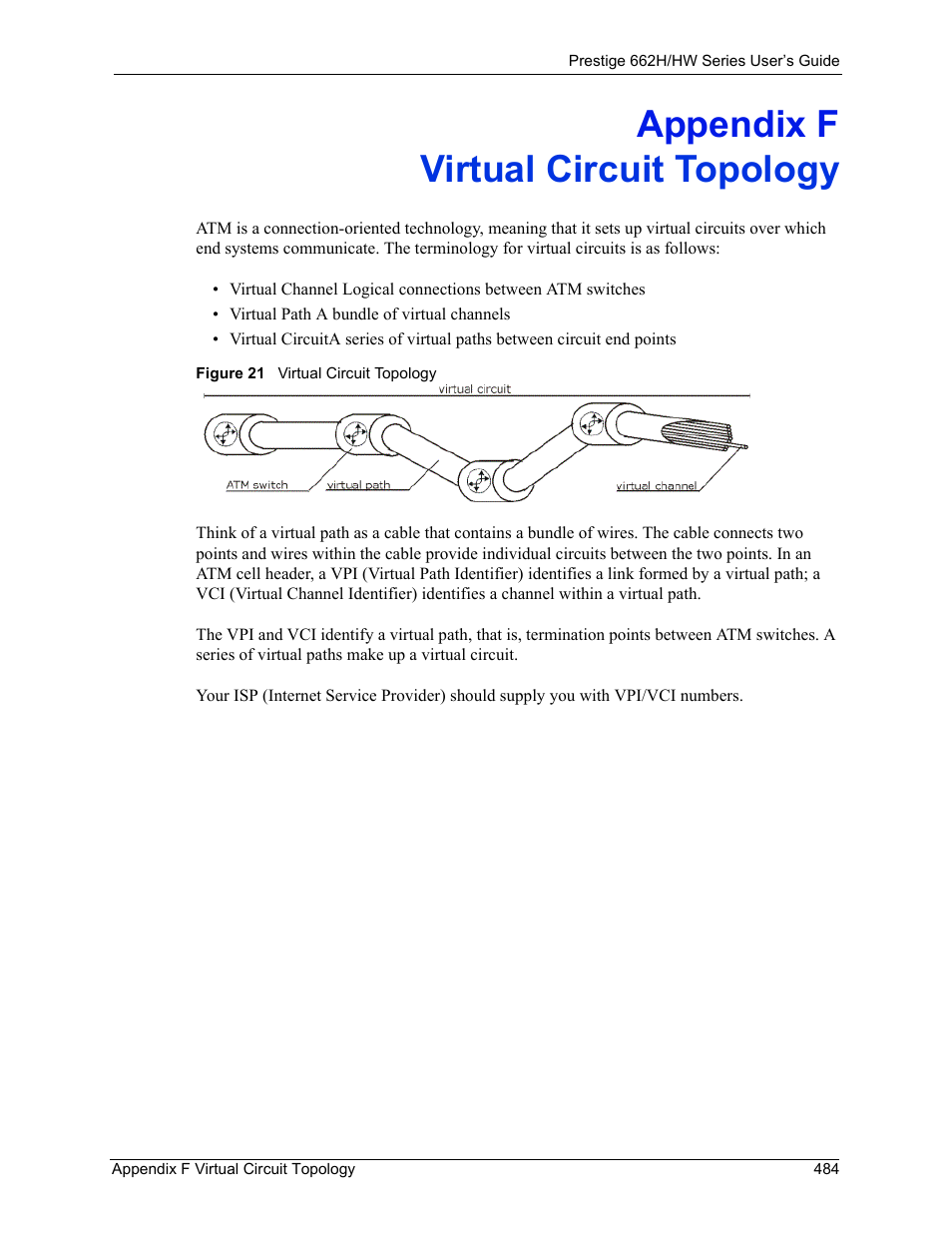 Virtual circuit topology, Appendix f virtual circuit topology, Figure 21 virtual circuit topology | ZyXEL Communications 662HW Series User Manual | Page 484 / 563