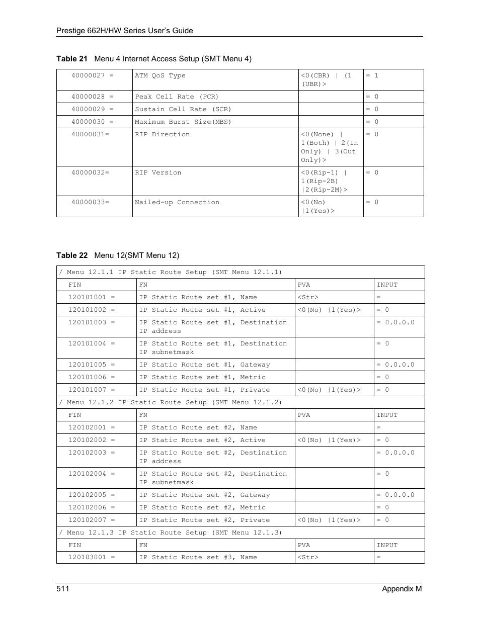 Table 22 menu 12(smt menu 12) | ZyXEL Communications 662HW Series User Manual | Page 511 / 563