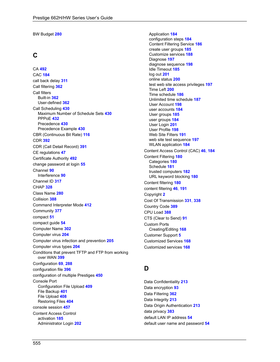 ZyXEL Communications 662HW Series User Manual | Page 555 / 563