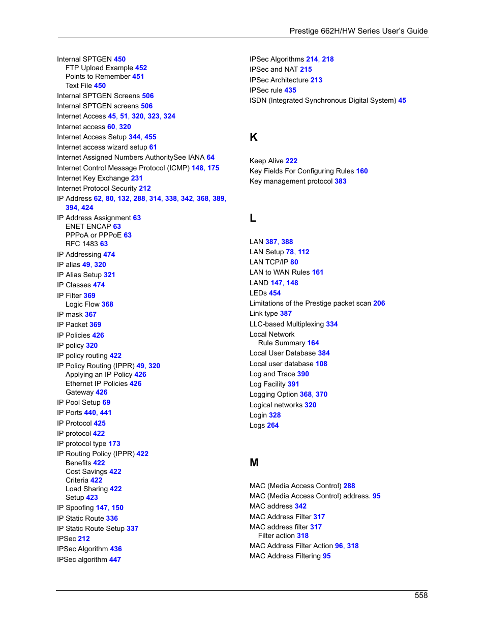 ZyXEL Communications 662HW Series User Manual | Page 558 / 563