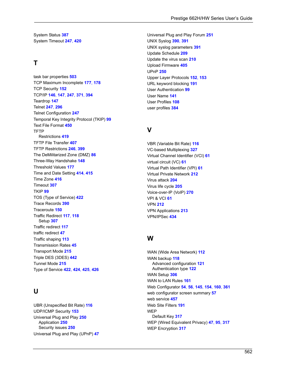 ZyXEL Communications 662HW Series User Manual | Page 562 / 563