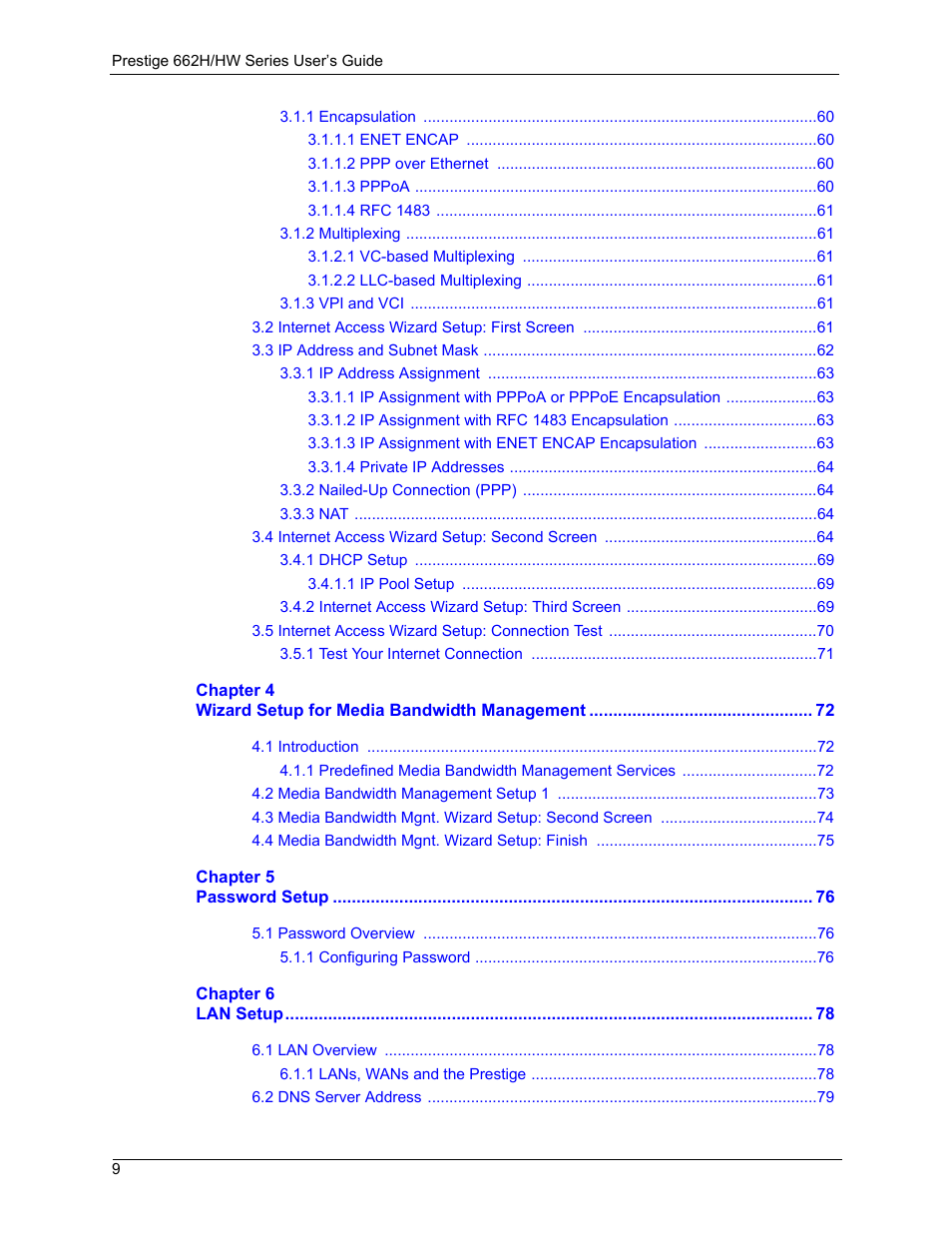 ZyXEL Communications 662HW Series User Manual | Page 9 / 563