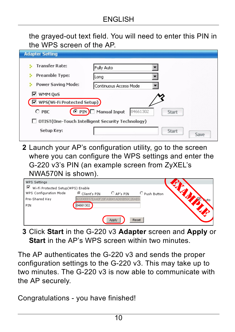 Example | ZyXEL Communications G-220 v3 User Manual | Page 10 / 13