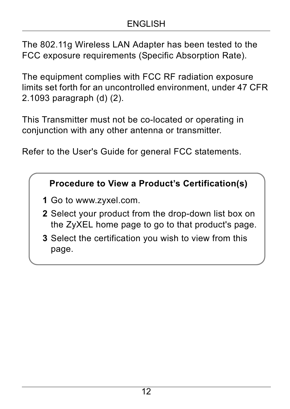 ZyXEL Communications G-220 v3 User Manual | Page 12 / 13