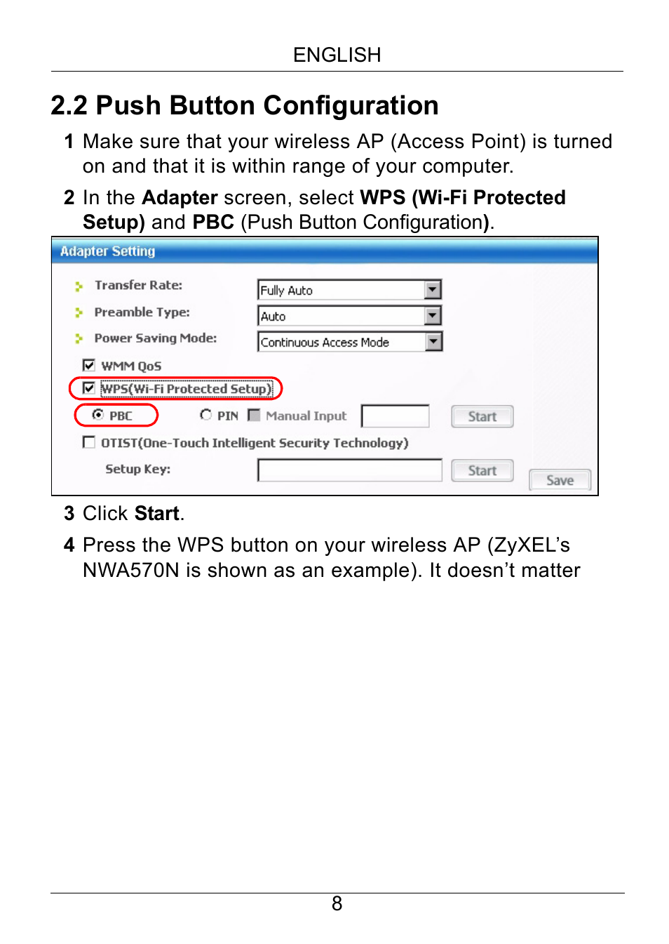 2 push button configuration | ZyXEL Communications G-220 v3 User Manual | Page 8 / 13