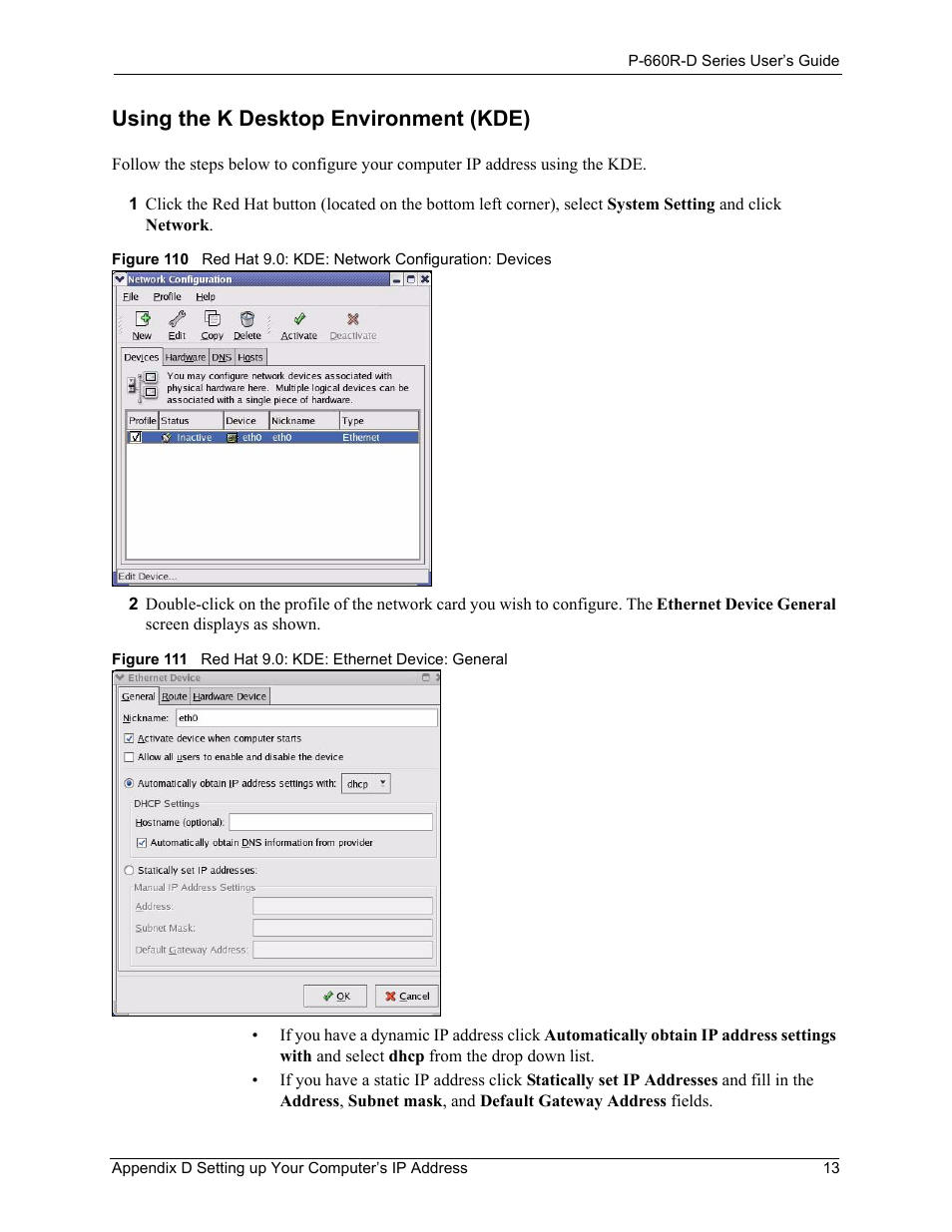 Using the k desktop environment (kde) | ZyXEL Communications P-660R-D Series User Manual | Page 173 / 204