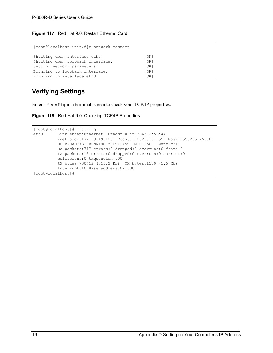 Verifying settings | ZyXEL Communications P-660R-D Series User Manual | Page 176 / 204