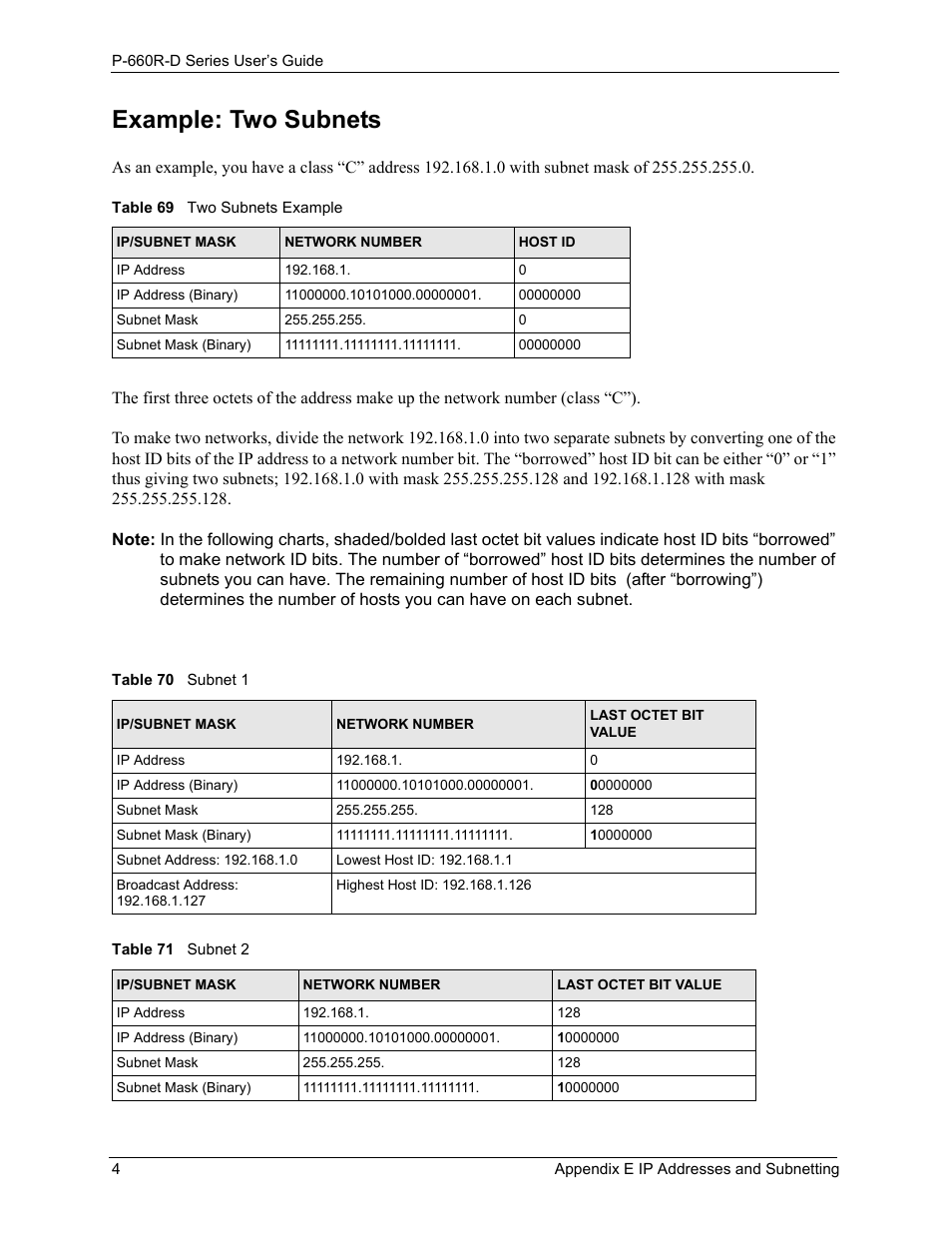 Example: two subnets | ZyXEL Communications P-660R-D Series User Manual | Page 180 / 204