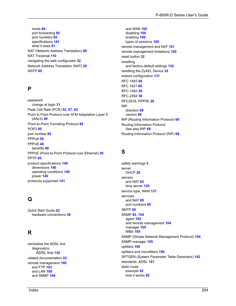 ZyXEL Communications P-660R-D Series User Manual | Page 203 / 204