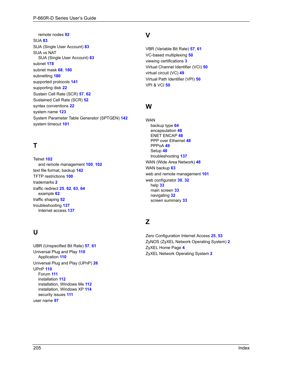 ZyXEL Communications P-660R-D Series User Manual | Page 204 / 204
