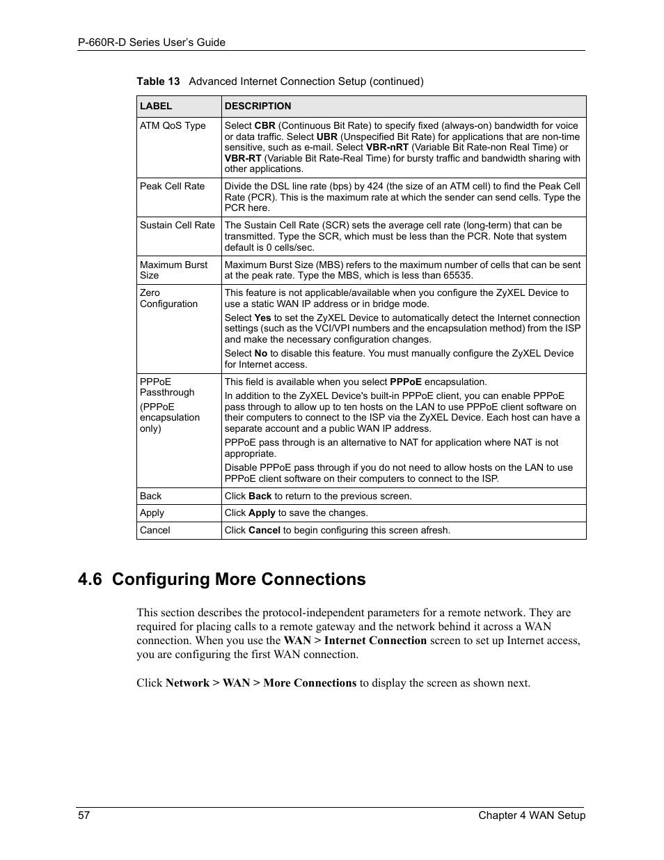 6 configuring more connections | ZyXEL Communications P-660R-D Series User Manual | Page 58 / 204
