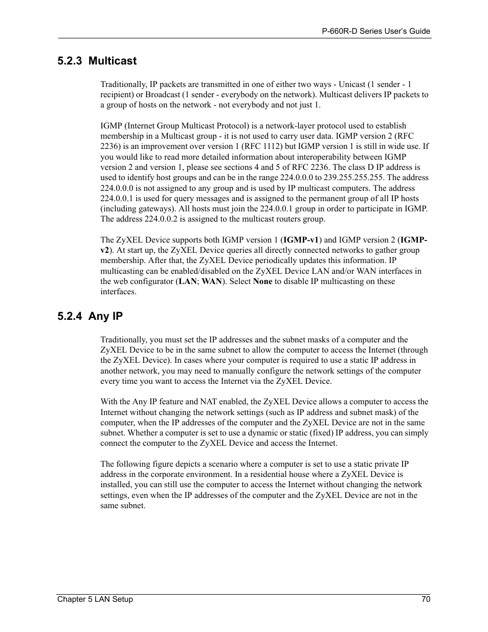 3 multicast, 4 any ip, 3 multicast 5.2.4 any ip | ZyXEL Communications P-660R-D Series User Manual | Page 71 / 204