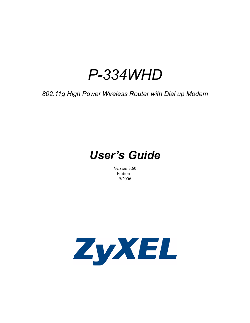 ZyXEL Communications P-334WHD User Manual | 300 pages