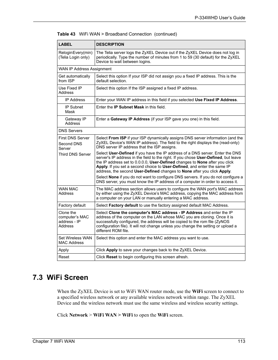 3 wifi screen | ZyXEL Communications P-334WHD User Manual | Page 113 / 300