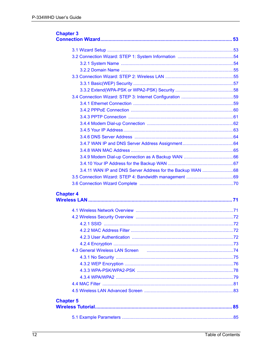 ZyXEL Communications P-334WHD User Manual | Page 12 / 300