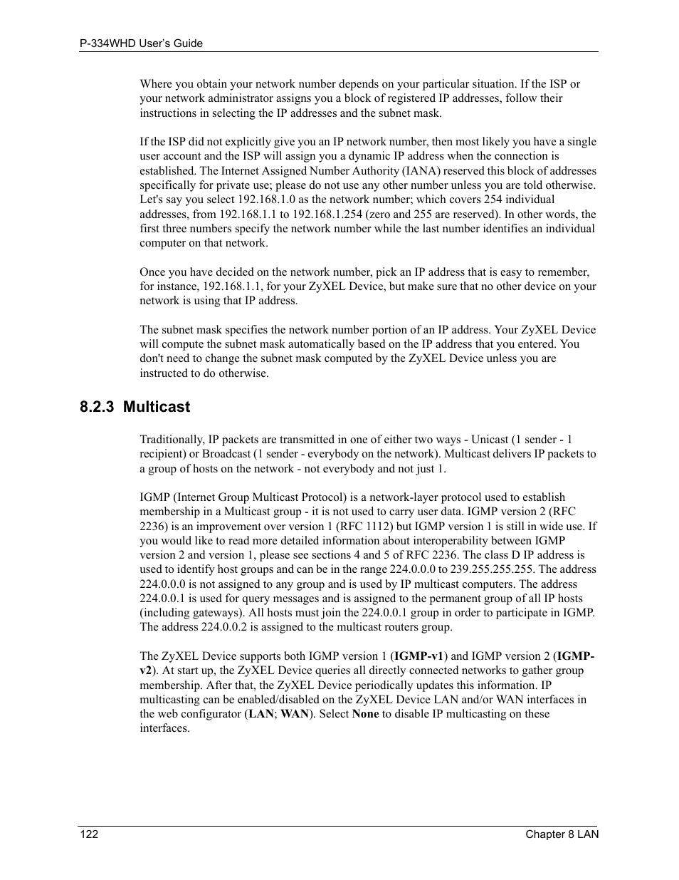 3 multicast | ZyXEL Communications P-334WHD User Manual | Page 122 / 300