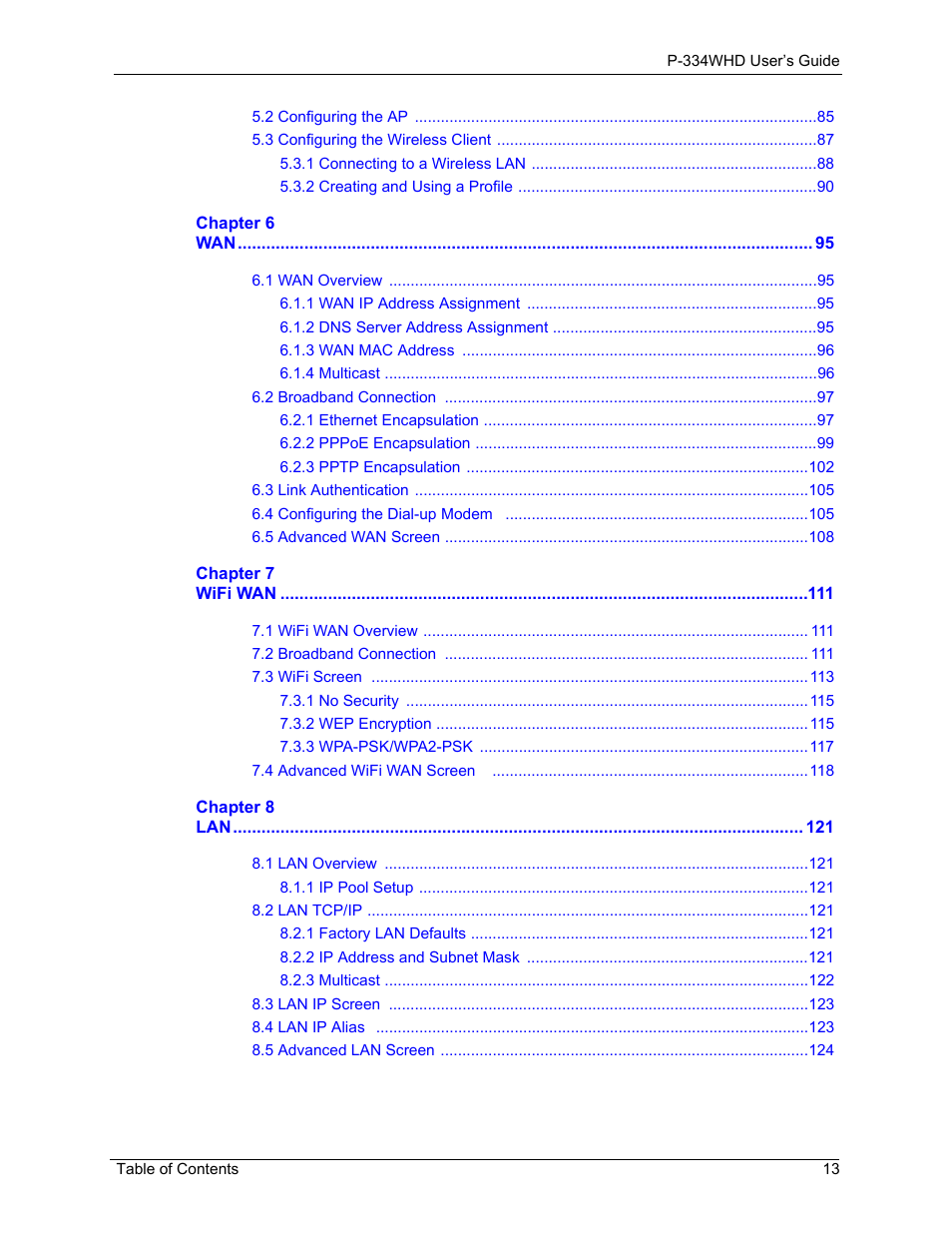 ZyXEL Communications P-334WHD User Manual | Page 13 / 300