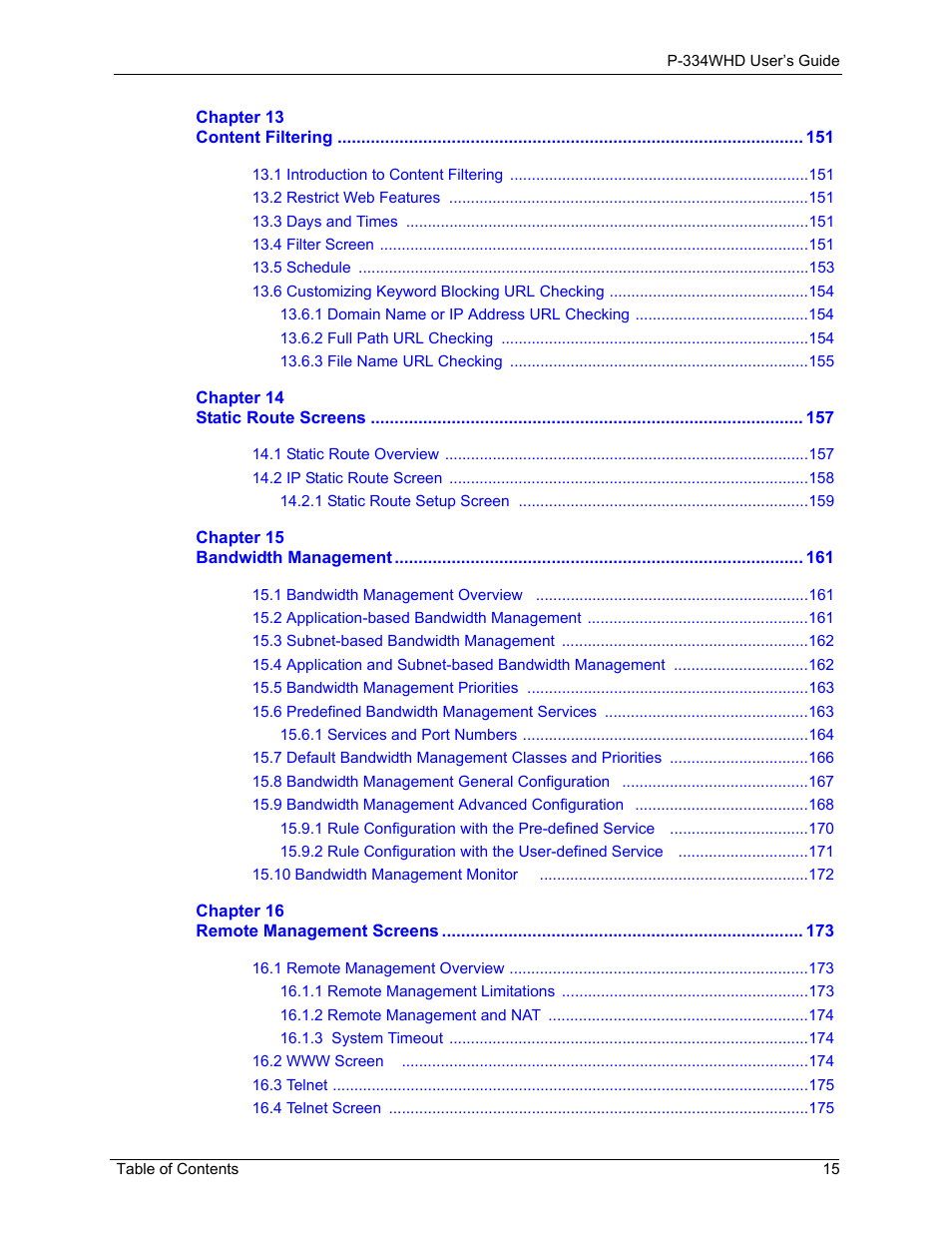 ZyXEL Communications P-334WHD User Manual | Page 15 / 300