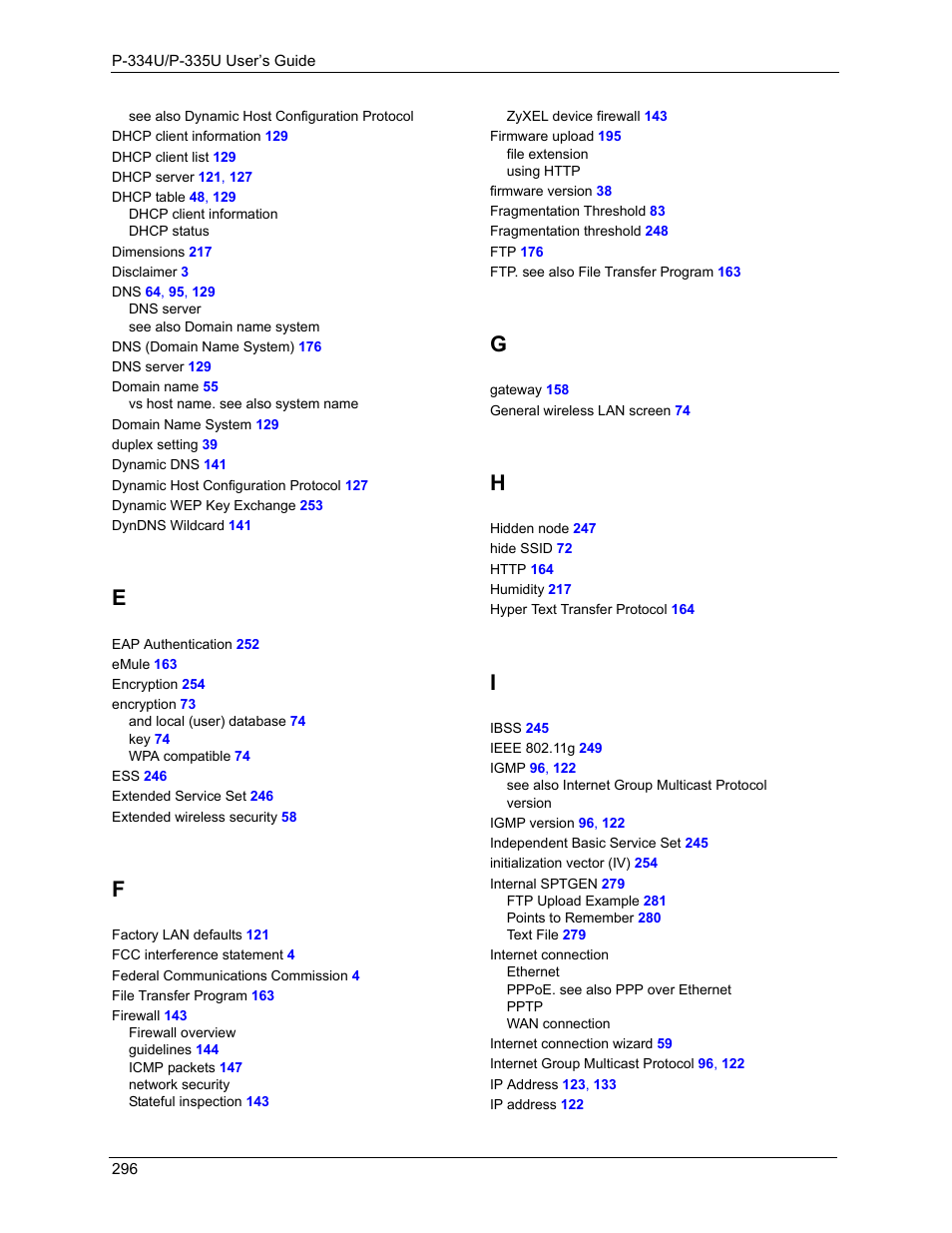 ZyXEL Communications P-334WHD User Manual | Page 296 / 300
