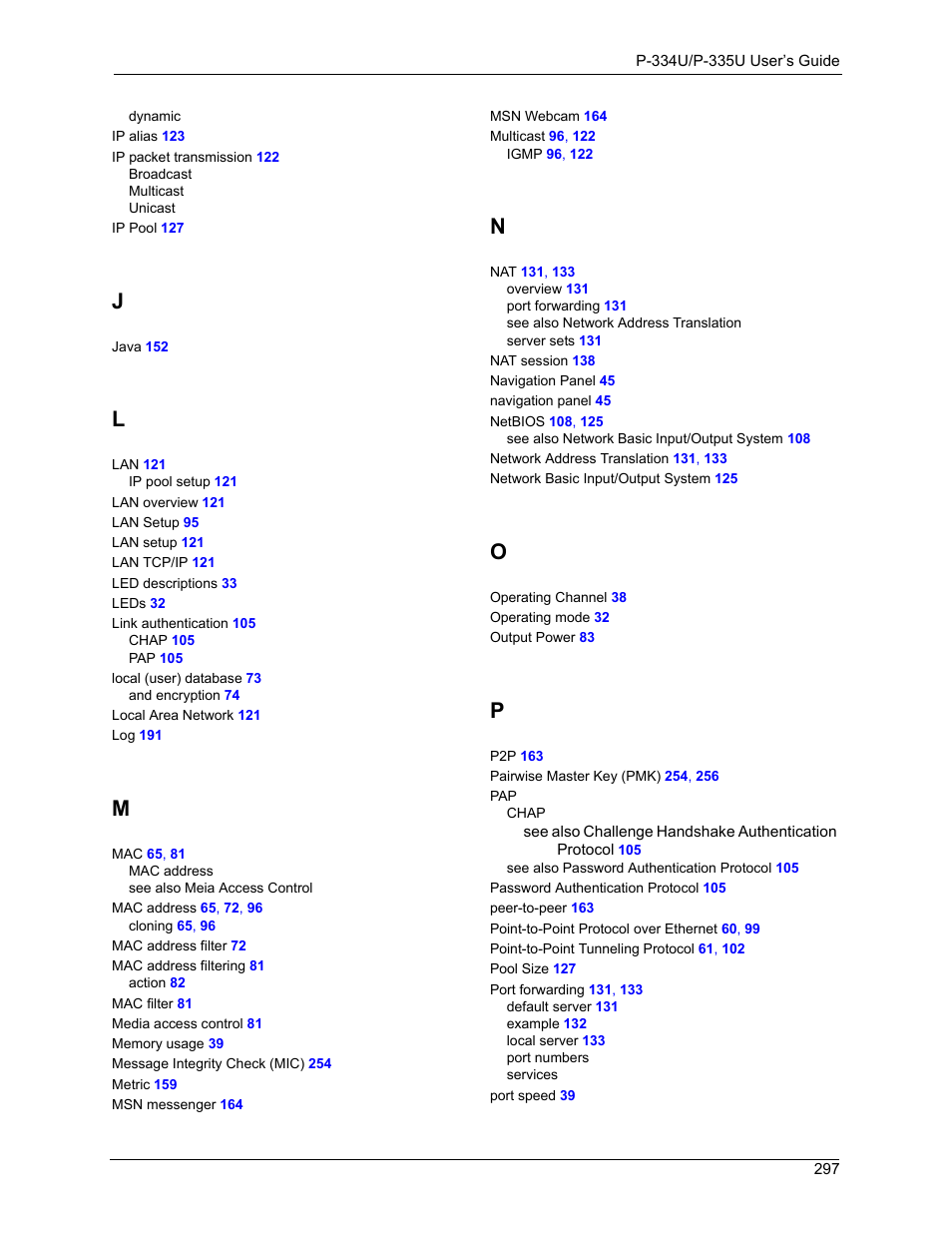 ZyXEL Communications P-334WHD User Manual | Page 297 / 300