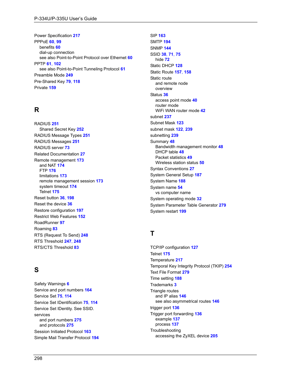 ZyXEL Communications P-334WHD User Manual | Page 298 / 300