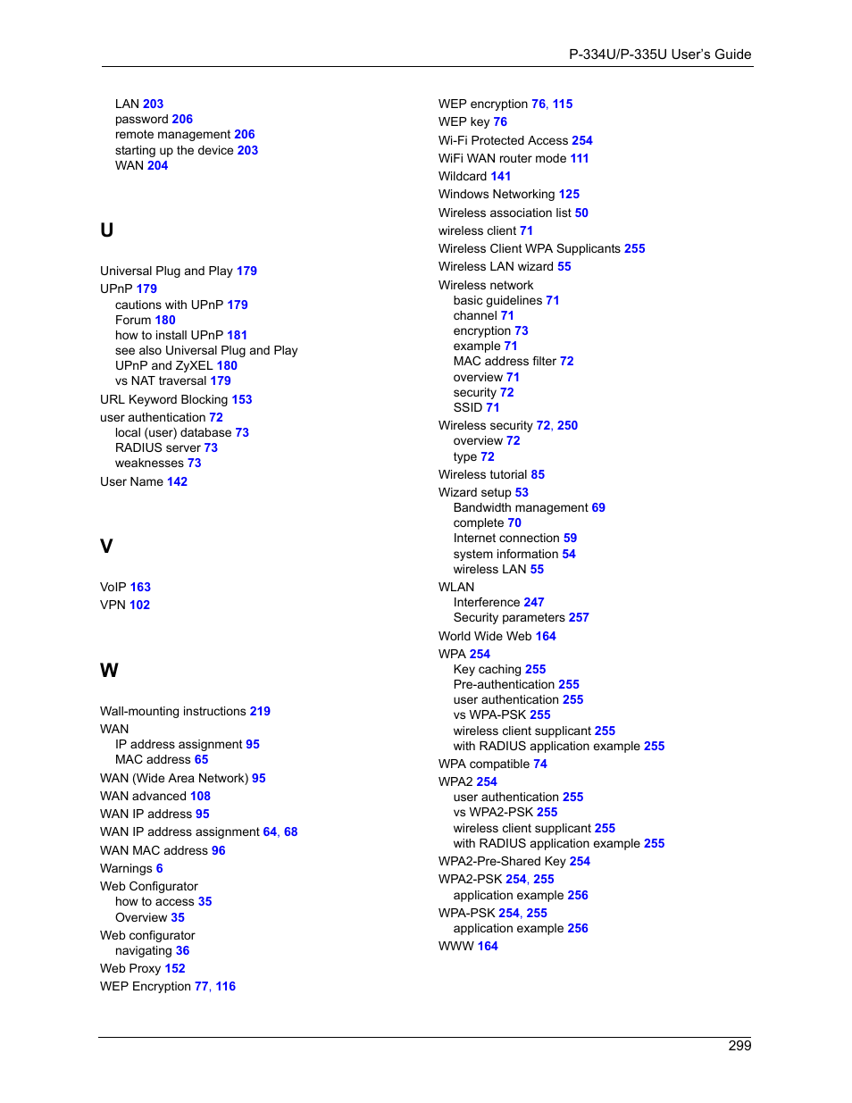 ZyXEL Communications P-334WHD User Manual | Page 299 / 300