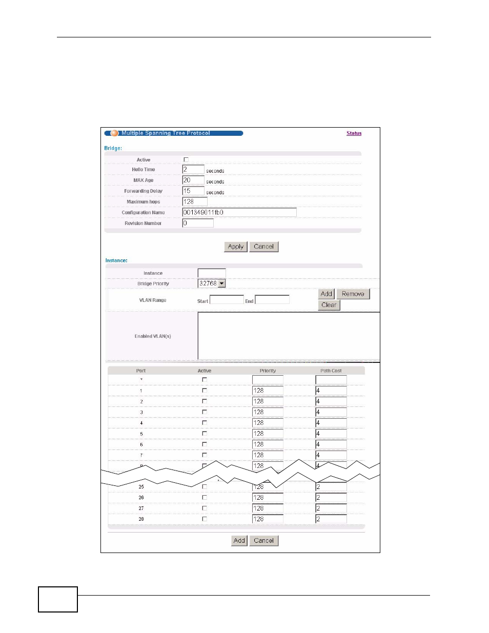 8 configure multiple spanning tree protocol | ZyXEL Communications XGS-4728F User Manual | Page 140 / 426