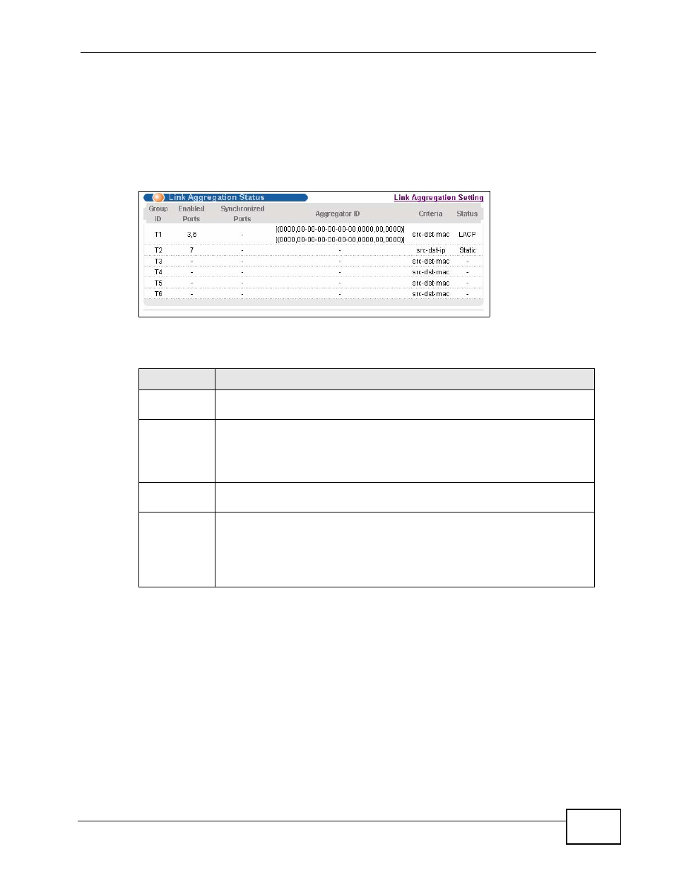 3 link aggregation status | ZyXEL Communications XGS-4728F User Manual | Page 155 / 426