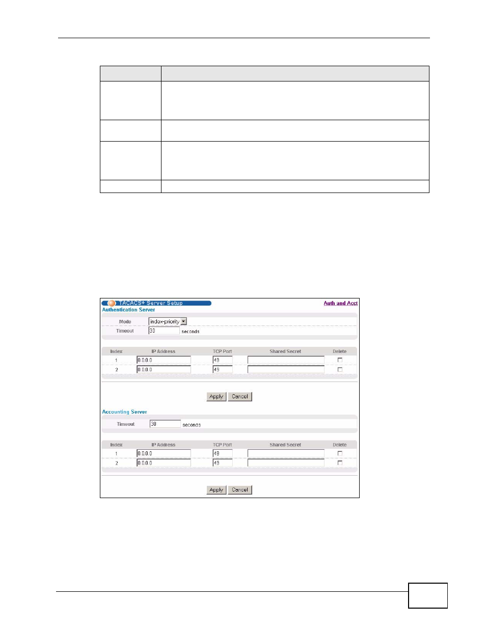 2 tacacs+ server setup | ZyXEL Communications XGS-4728F User Manual | Page 219 / 426