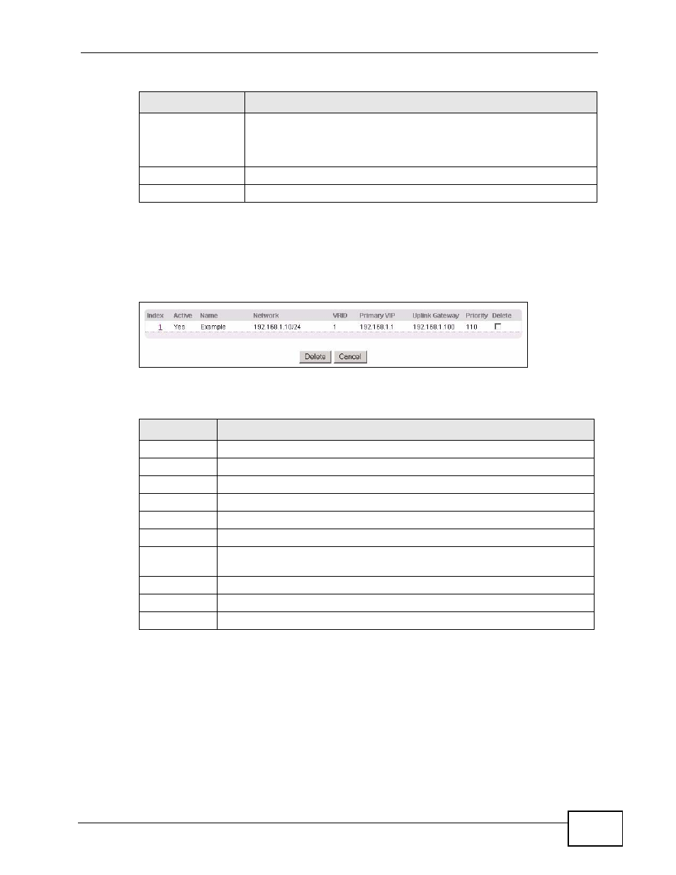 4 configuring vrrp parameters, 4 vrrp configuration examples | ZyXEL Communications XGS-4728F User Manual | Page 319 / 426