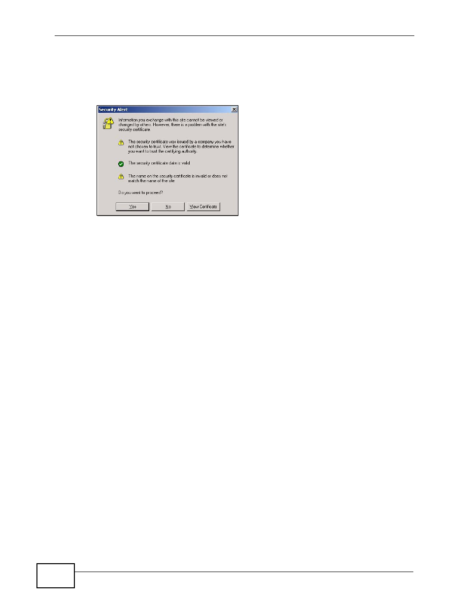 2 netscape navigator warning messages | ZyXEL Communications XGS-4728F User Manual | Page 348 / 426